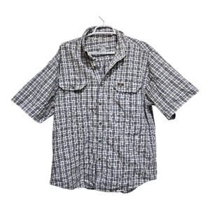Carhartt Plaid Short Sleeve Button Up Shirt Men’s Large Blue Workwear